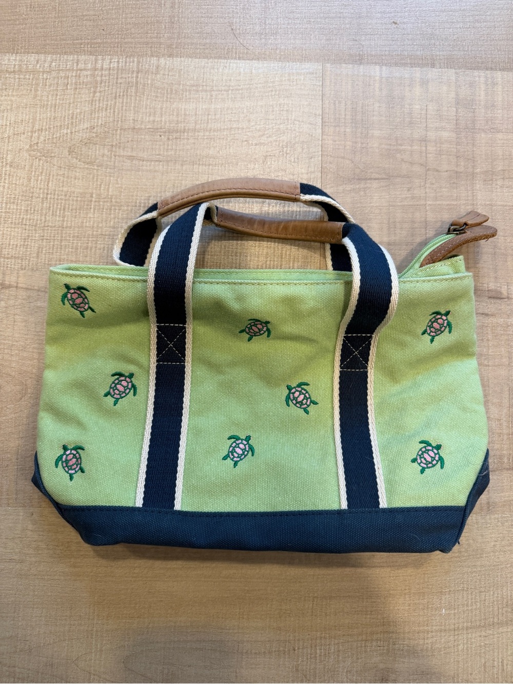 Vintage LL Bean Mini Tote - Embroidered Turtles